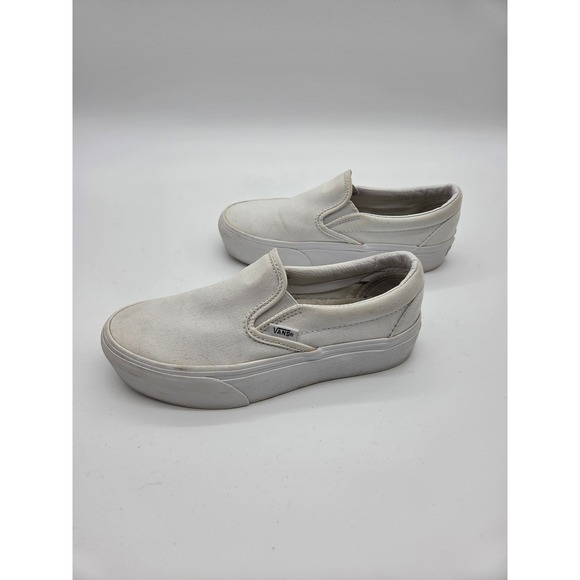 Vans Classic Slip-On Platform White Canvas Skate Shoes VN00018EB00 Womens 4.5 - Picture 4 of 8